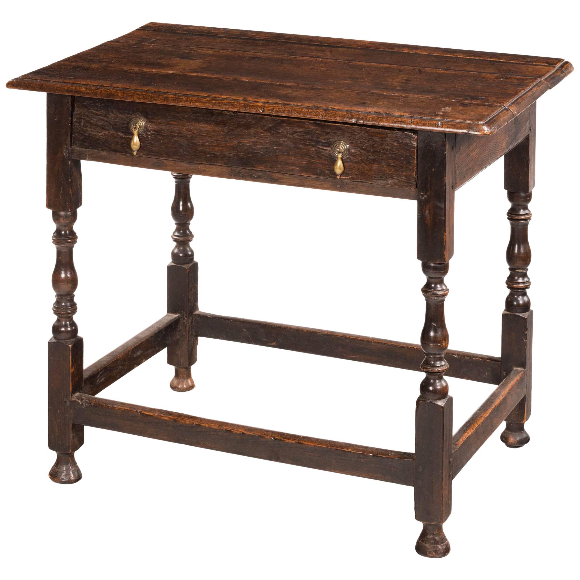 Early 18th Century Side Table Incorporating a Single Drawer