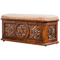 Antique Mid-19th Century Finely Executed Walnut Ottoman