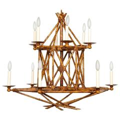 Newly Made Twelve-Light Faux Tortoiseshell Chandelier 5