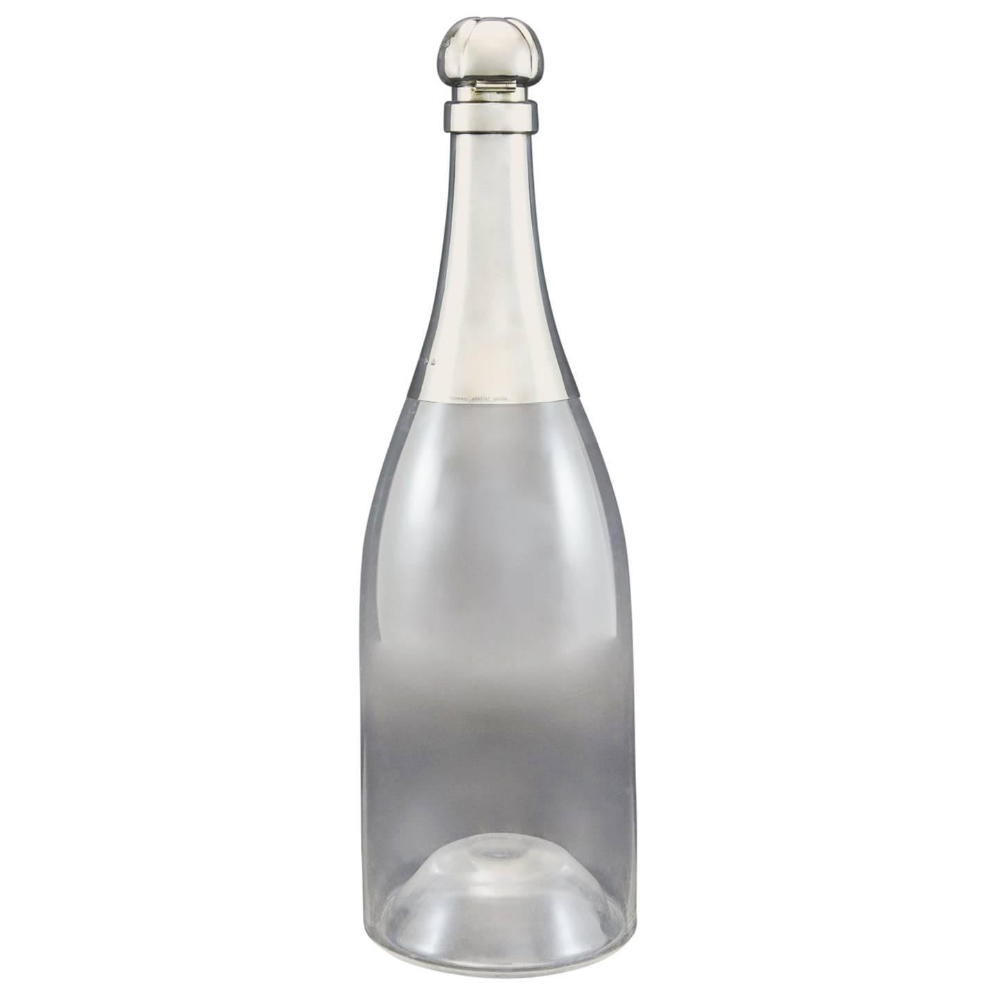 Extraordinary Giant Champagne Bottle Decanter with Sterling top, 1892