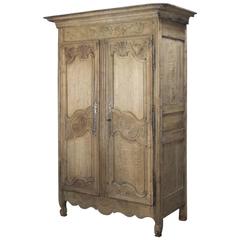 Antique 18th Century Stripped Oak Normandie Armoire