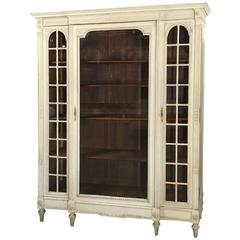 19th Century, French, Louis XVI Painted Triple Bookcase, Display Armoire