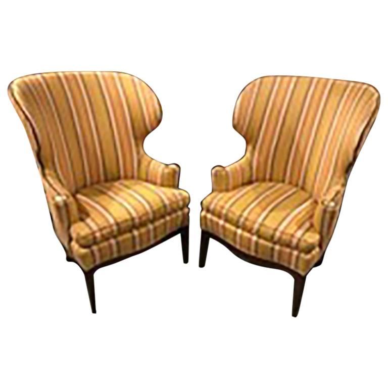 Pair of Edward Wormley for Dunbar Wing Chairs
