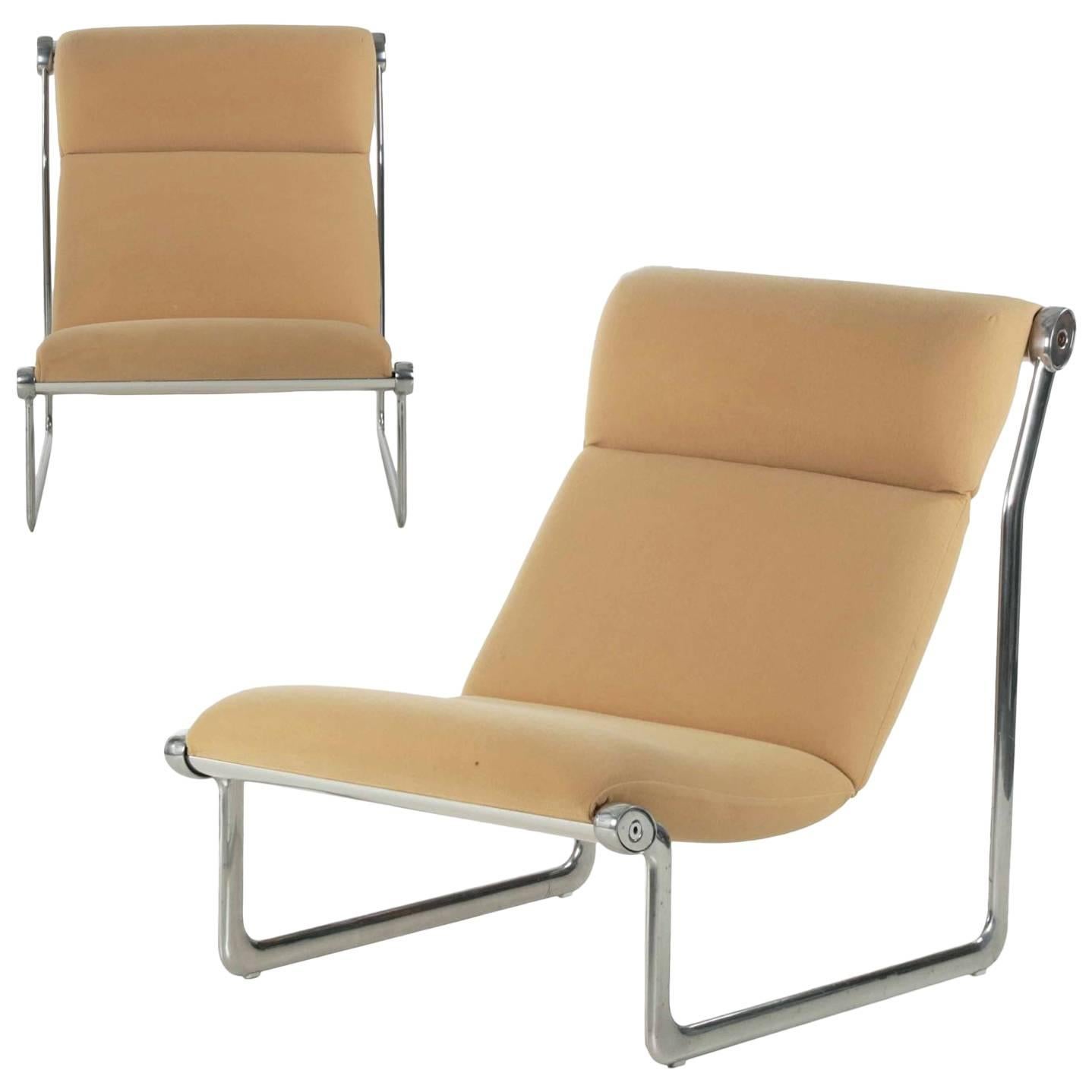 Pair of Hannah Morrison for Knoll Aluminium Sling Lounge Chairs, circa 1970s