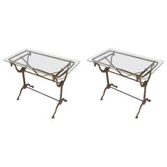 Pair of English Pub or Bistro Tables of Cast Iron with Granite Top 11