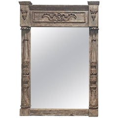 Antique Architectural Parcel-Gilt Framed Mirror, circa 1850