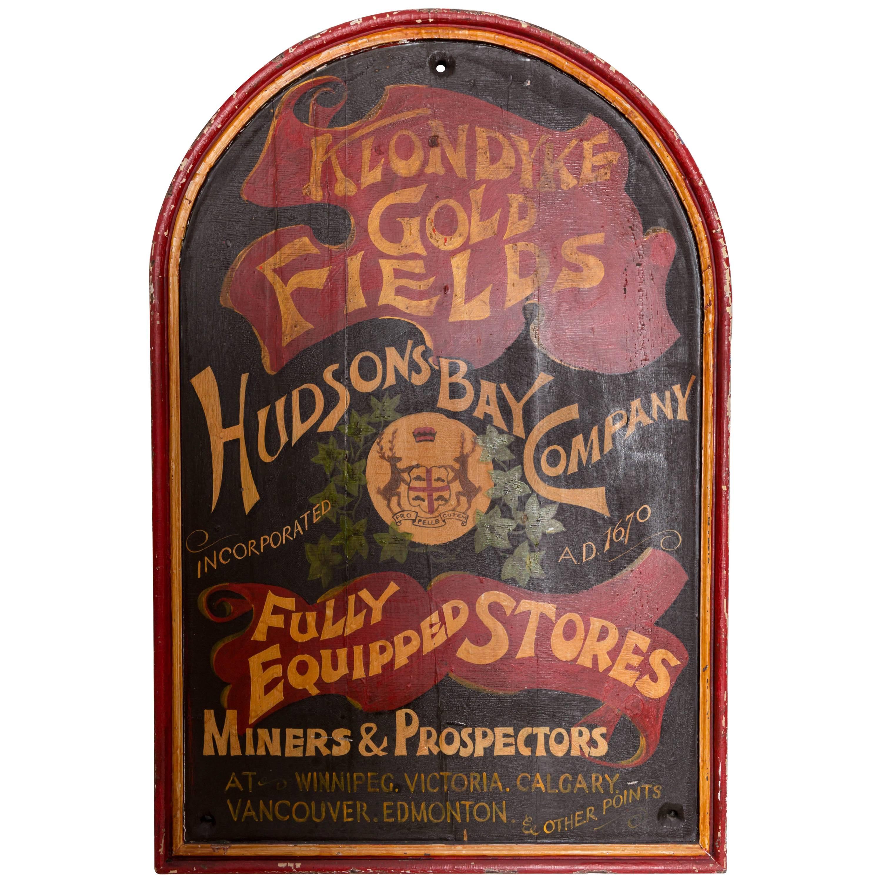 Paint Decorated Hudson Bay Company "Klondike Gold Fields" Trade Sign