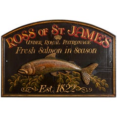 Antique "Fresh Salmon in Season" Trade Sign