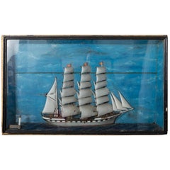 Antique 19th Century French Ship Diorama 'Louise' Shadow Box