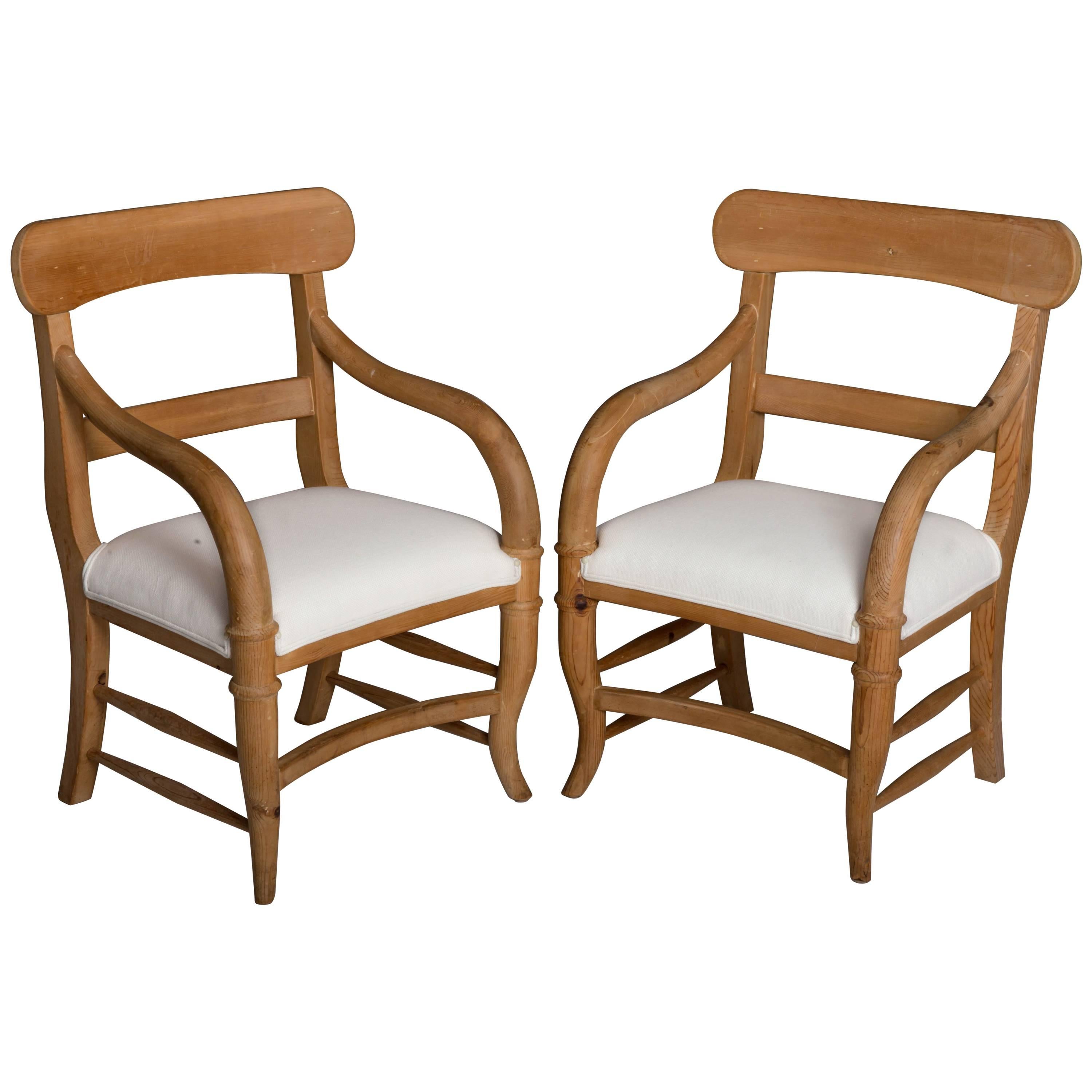 Pair of Michael Taylor Pine Armchairs