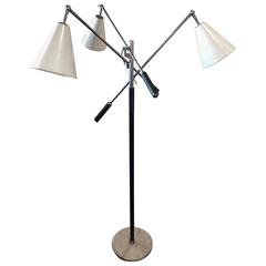 Italian Triennale Three-Arm Adjustable Floor Lamp, circa 1950s 1