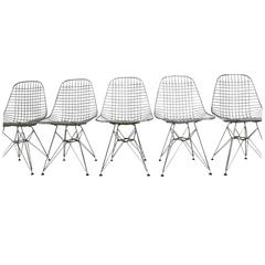 Set of Five Eames DKR Eiffel Base Wire Chairs for Vitra