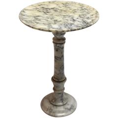 Vintage Italian Carrara Marble Round Side Table or Plant Stand