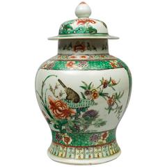 Chinese Famille Vert Covered Vase, circa 1880 Chinese Famille Vert Covered Vase, circa 1880