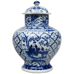 Chinese Blue and White Baluster Jar and Lid