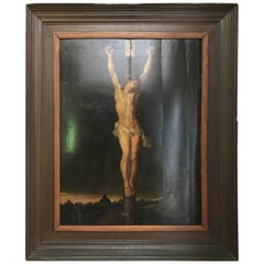 Jesus on the Cross, Crucifixion, 17th Century Oil on Oak Panel!!