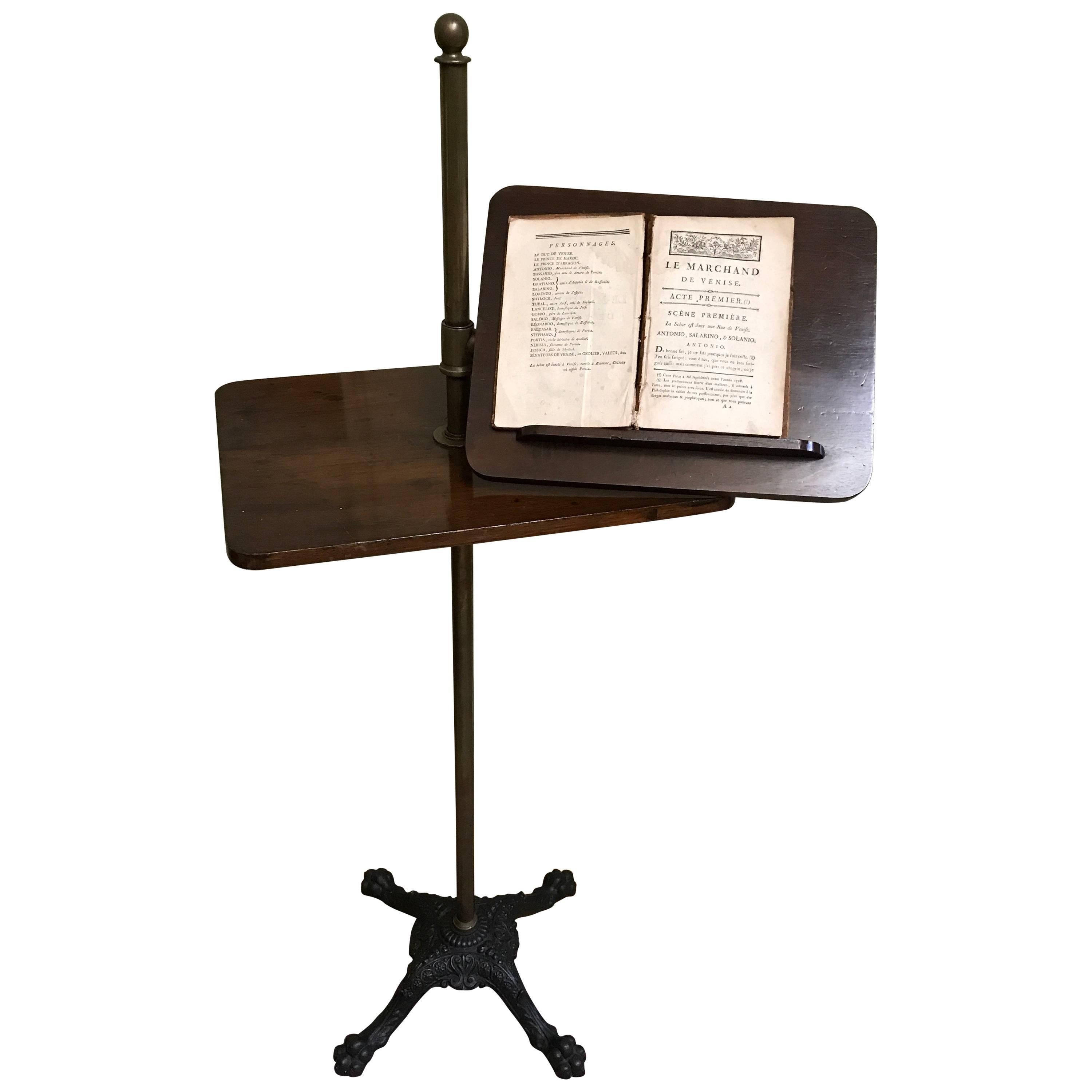 Victorian Adjustable Music Stand in Mahogany Brass Copper Cast Iron!! For Sale