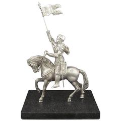 Vintage Silver Figure of Joan of Arc on Horseback