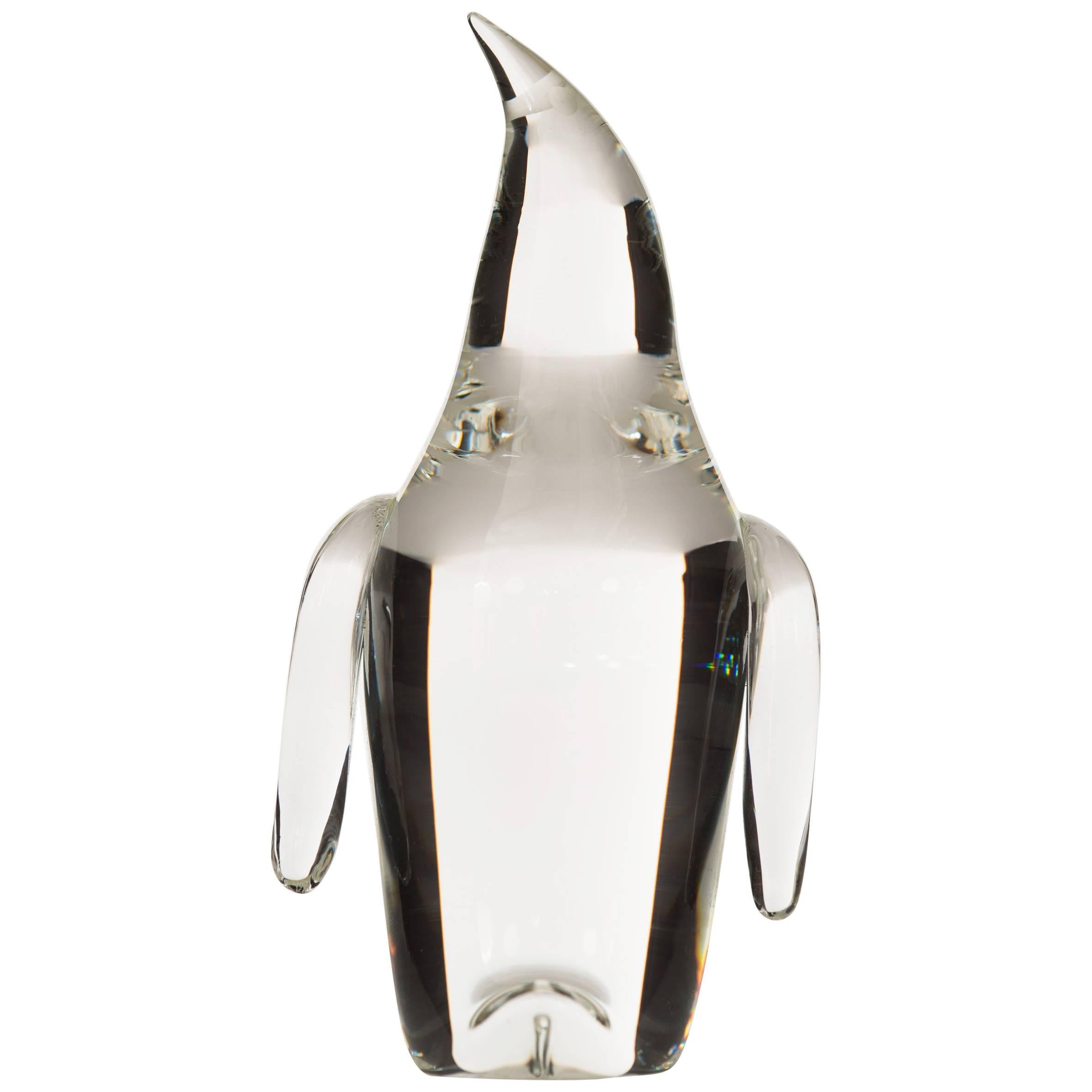 Pingouin en verre Steuben Glass du milieu du siècle