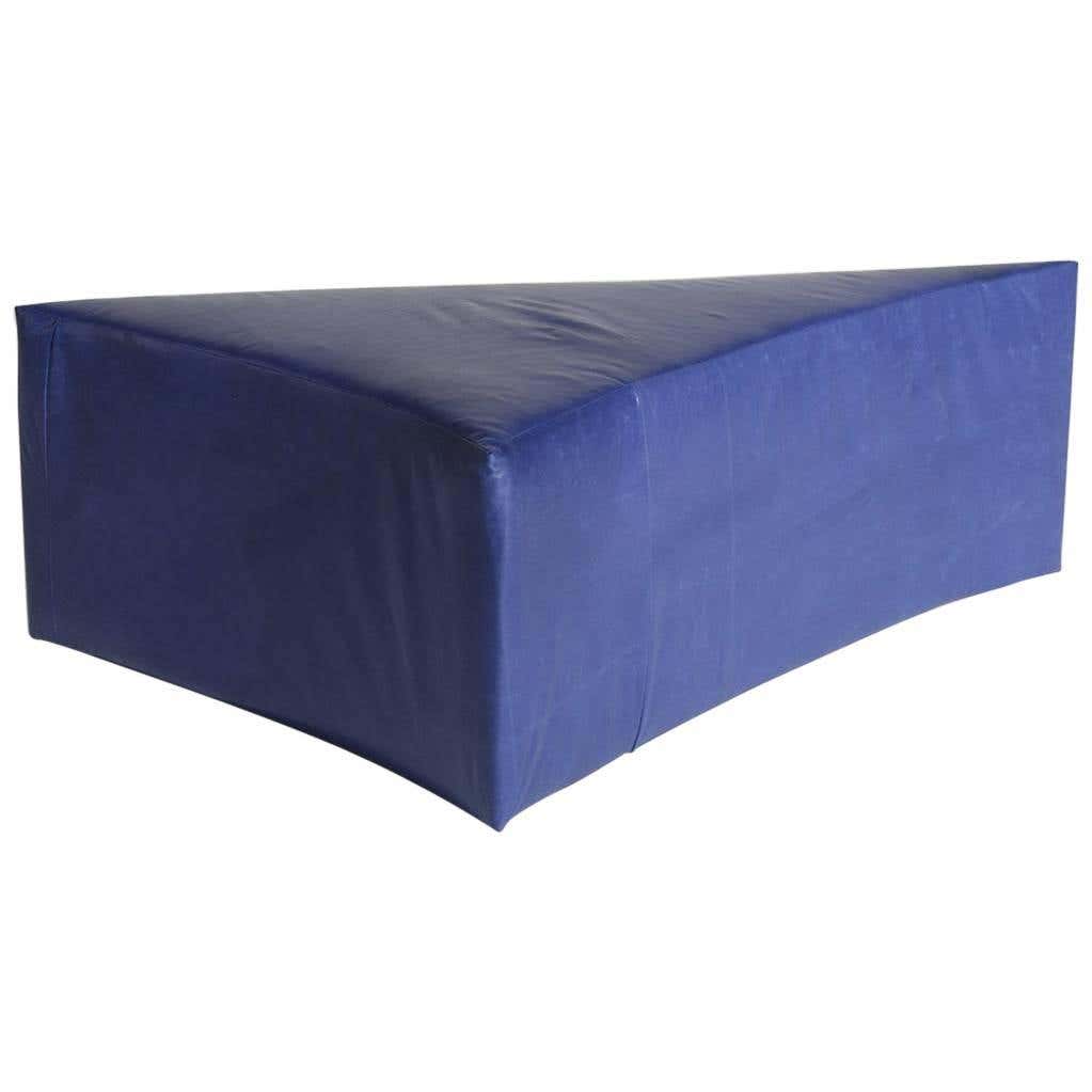 Stuffed Marine Blue Leather Triangle Seat For Sale at 1stDibs