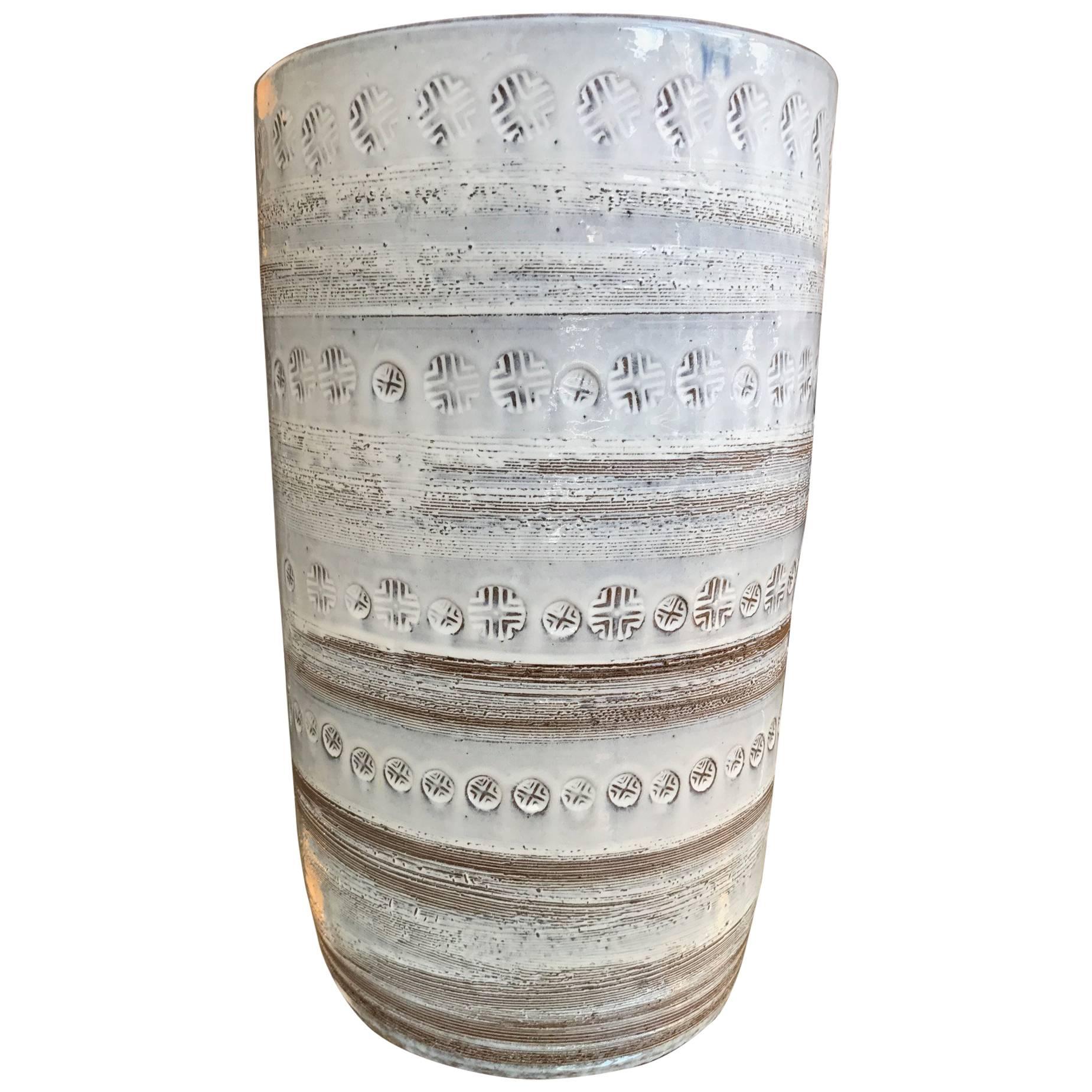 Tall Bitossi Glazed Ceramic Umbrella Stand or Vase