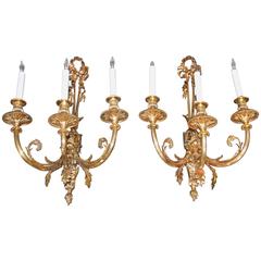 Pair of 19th Century French Neoclassic Bronze Sconces