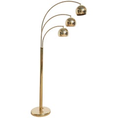 Brass Arc Floor Lamp with Three Adjustable Arms by Goffredo Reggiani, Italy