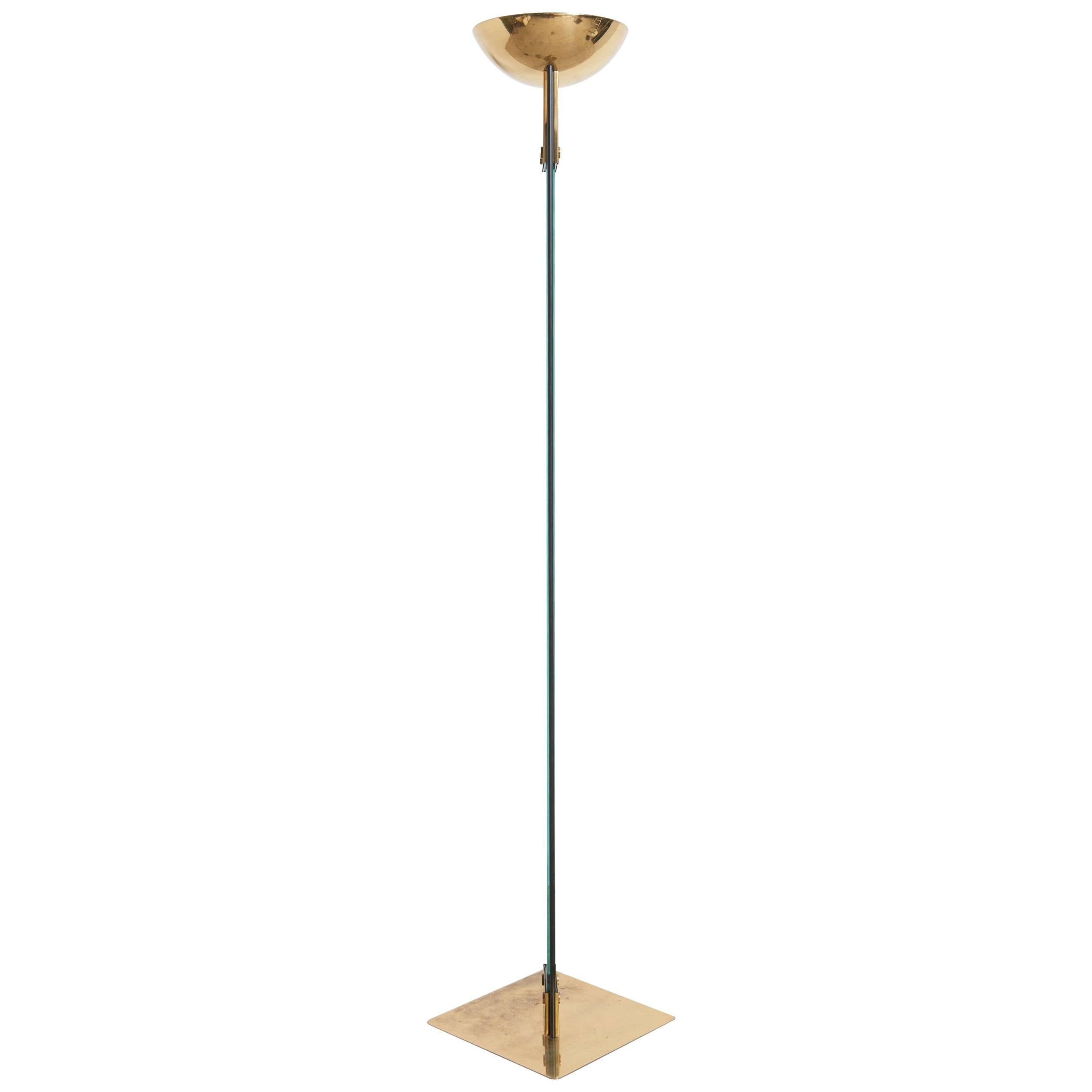 Italian Brass and Glass "Laser" Floor Lamp by Max Baguara for Lamperti, Italy