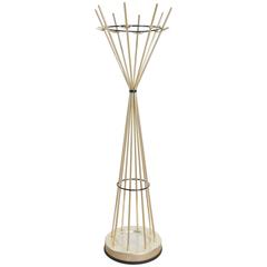 Italian Gold-Colored Anodized Aluminium Coat-Umbrella Stand, 1950s