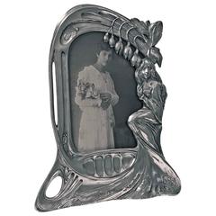 Rare Design Art Nouveau Pewter Photograph Frame, Austria, Argentor, circa 1900 11