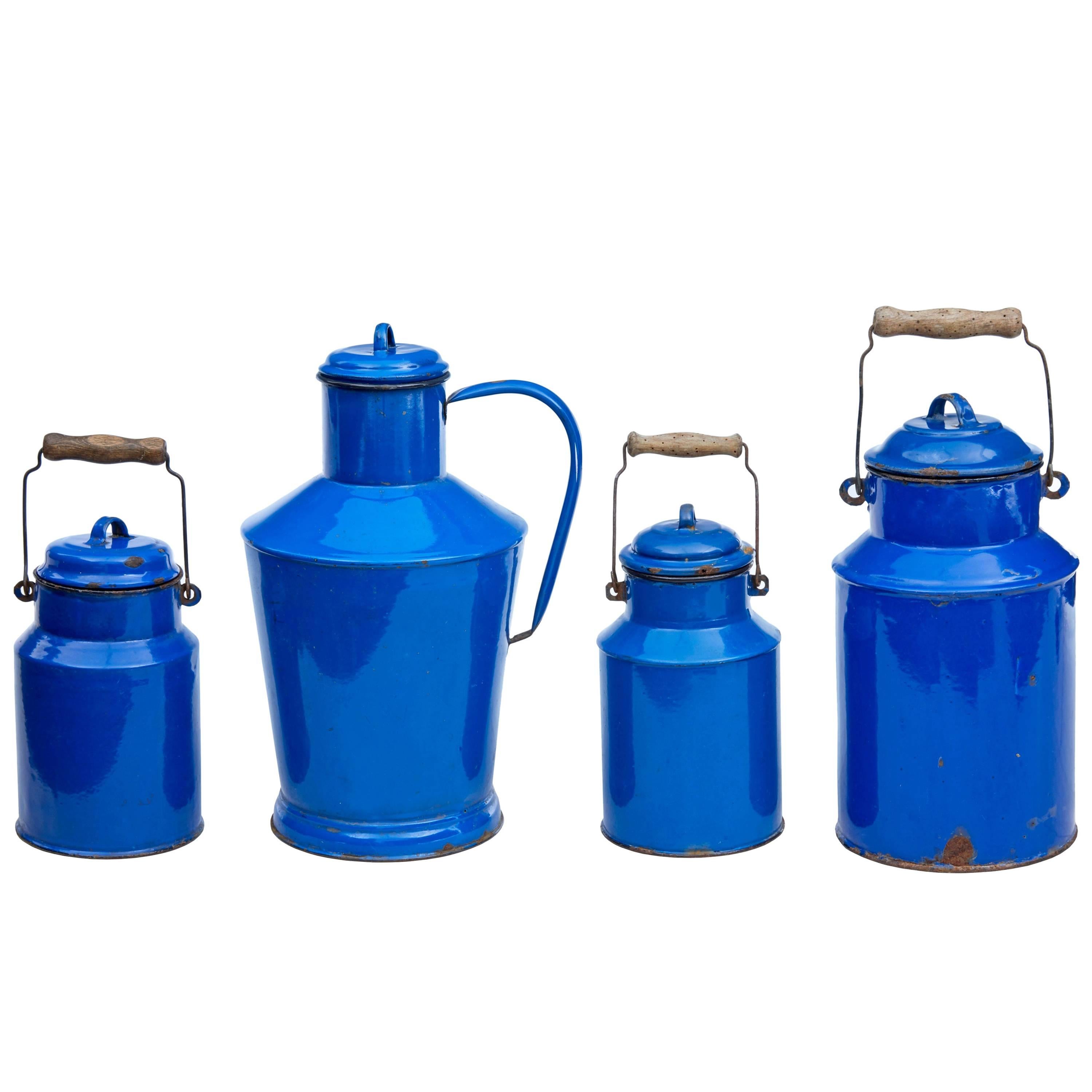 Collection of Four Pieces of Hungarian Enamelware by Bonyhad