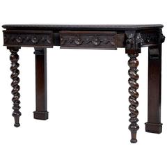 19th Century Victorian Carved Oak Hall Table