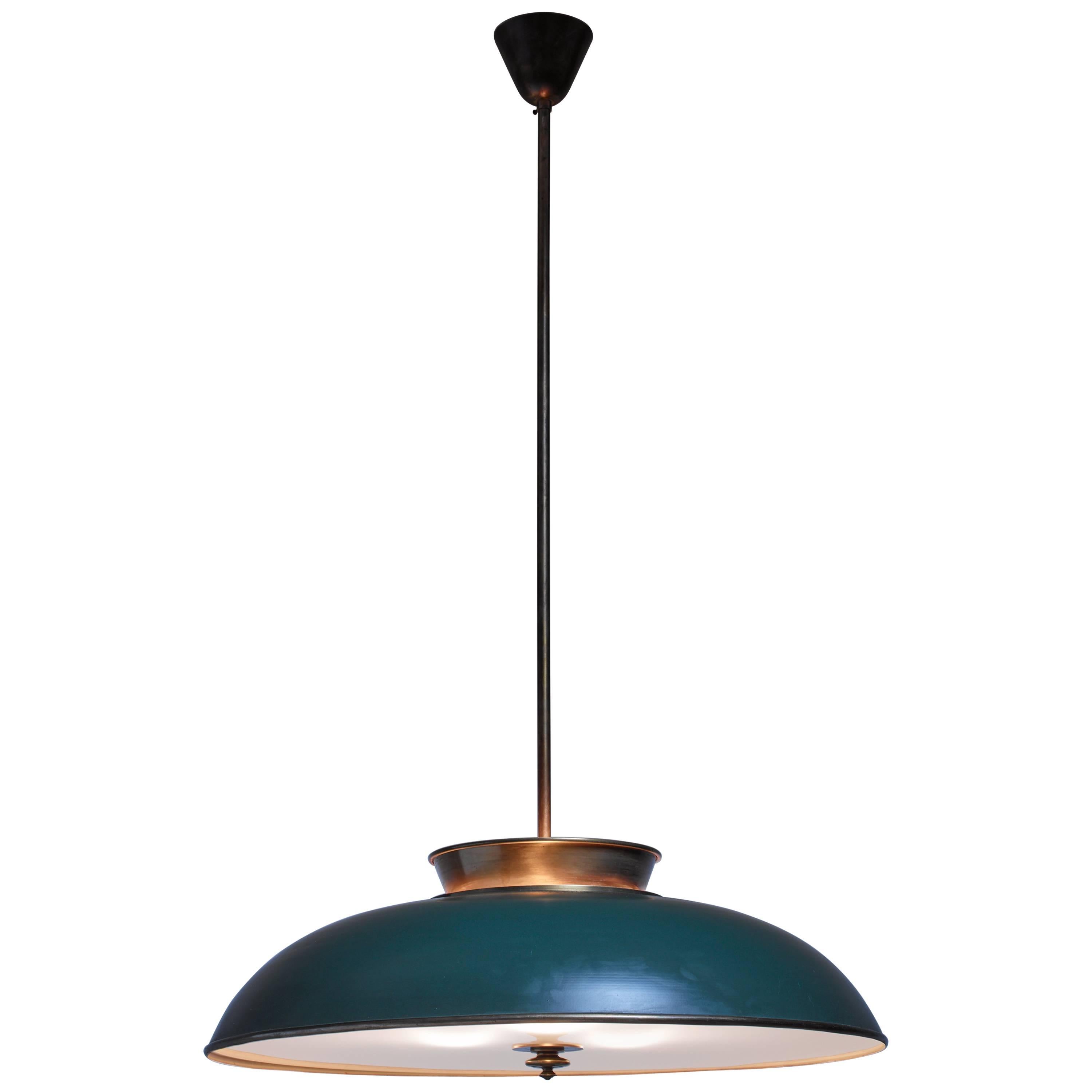 Large Swedish Brass Pendant Lamp by Harald Notini, 1930s For Sale