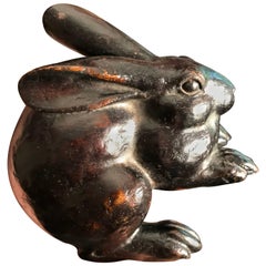 Japanese Antique Bronze Rabbit, Signed