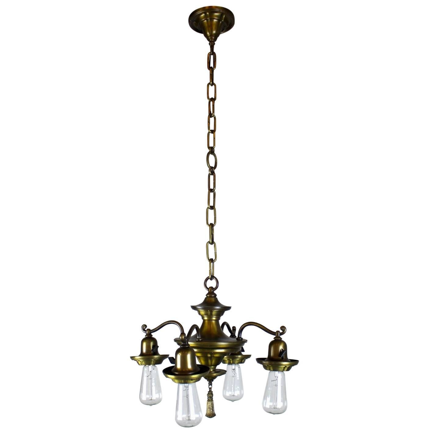 Four Light All Original Sheffield Pan Fixture For Sale