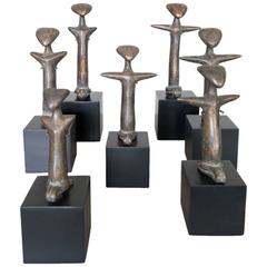 Vintage Bronze Blessing Statues from Ivory Coast