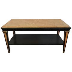 Hollywood Regency Maison Jansen Black and Gilt Marble-Top Coffee Table
