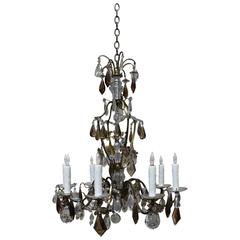 Maison Baguès Style Bronze and Crystal Chandelier with Four Matching Sconces