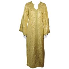Moroccan Caftan Gown in Gold Lame Maxi Dress Kaftan Size M to L 7