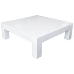 Square Lacquered Parsons Style Coffee Table