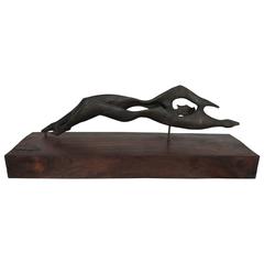 Modernist Bronze-Mounted Abstract Reclining Nude