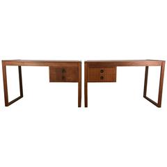 Matching Pair of Modernist Teakwood Desks, Made in Denmark, Hans Olsen