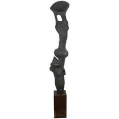 Monumental Abstract Modernist Totemic Cast Bronze Sculpture