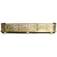 Antique English Period Geo, III Pierced and Engraved Brass Fireplace Fender 10