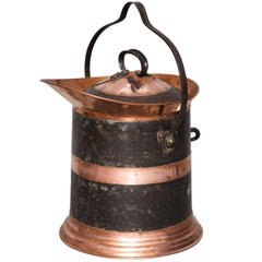 Vintage Copper and Iron Lidded Coal Scuttle