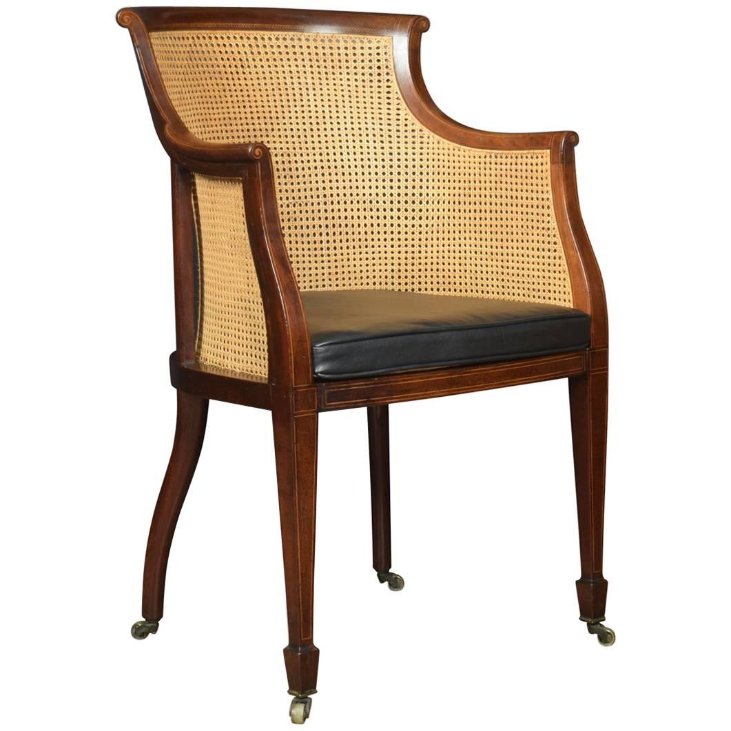 Mahogany Inlaid Bergère Armchair