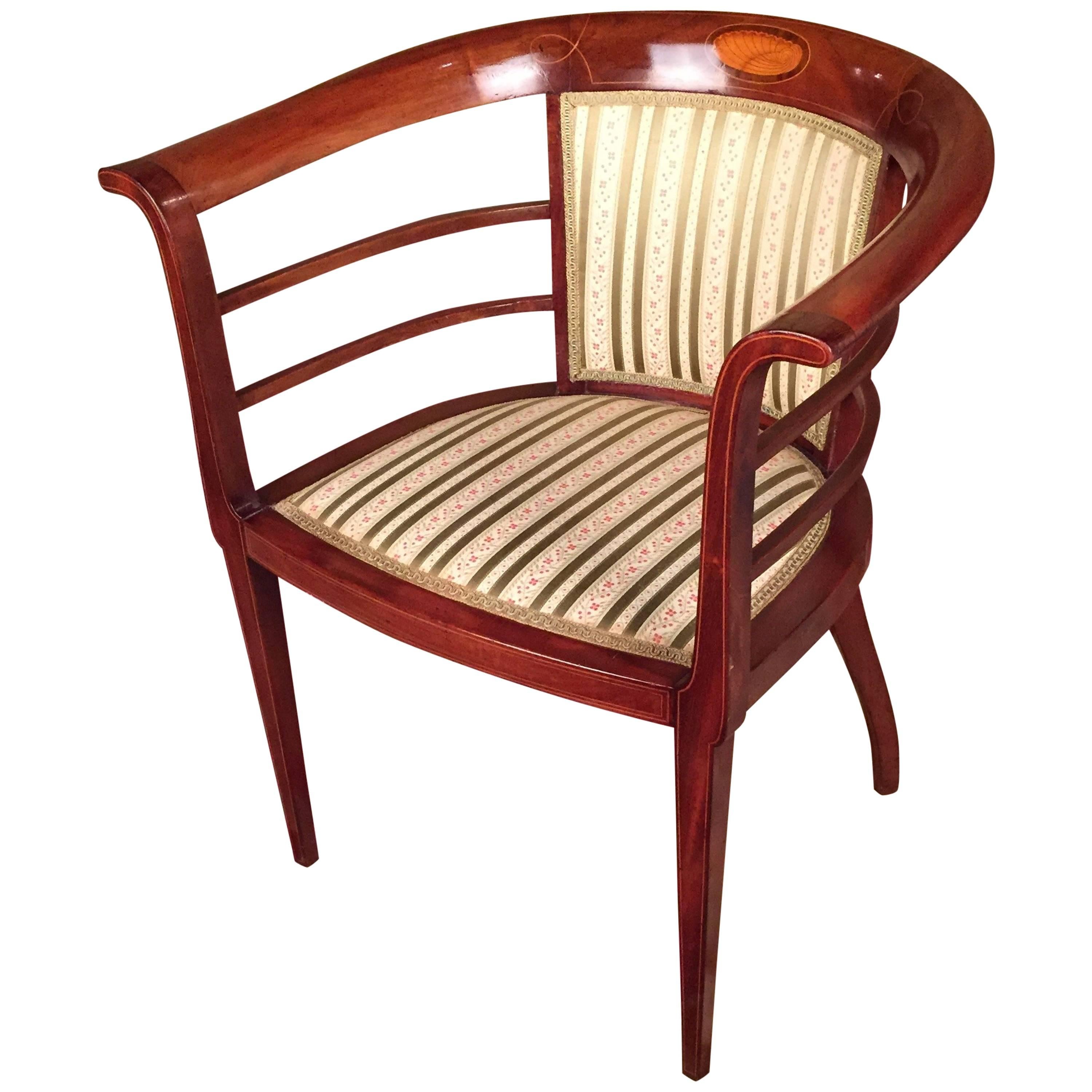 19th Century Art Nouveau Armchair Solid Mahogany 