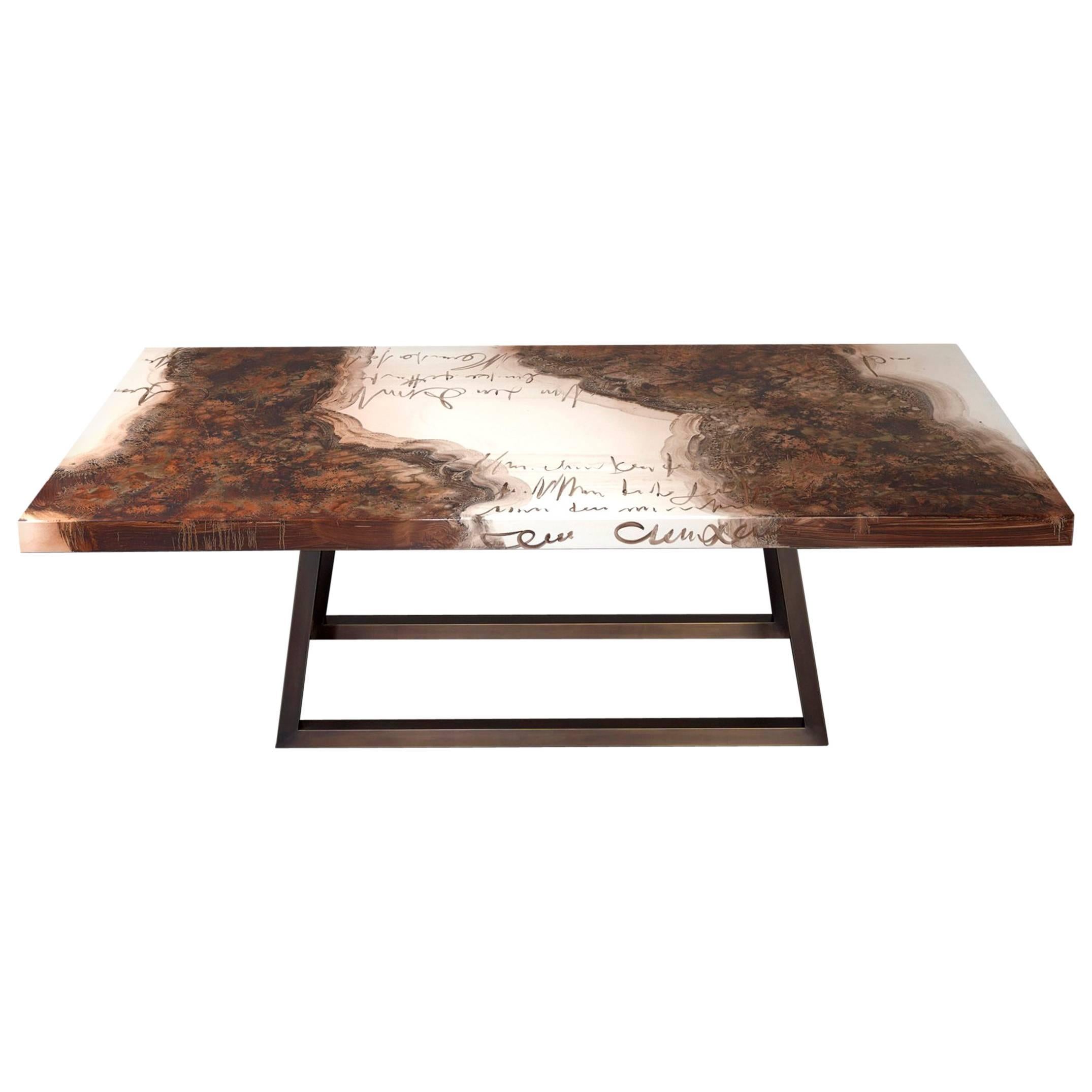 Creatis-Tisch aus handbemaltem, lackiertem Massivholz im Angebot