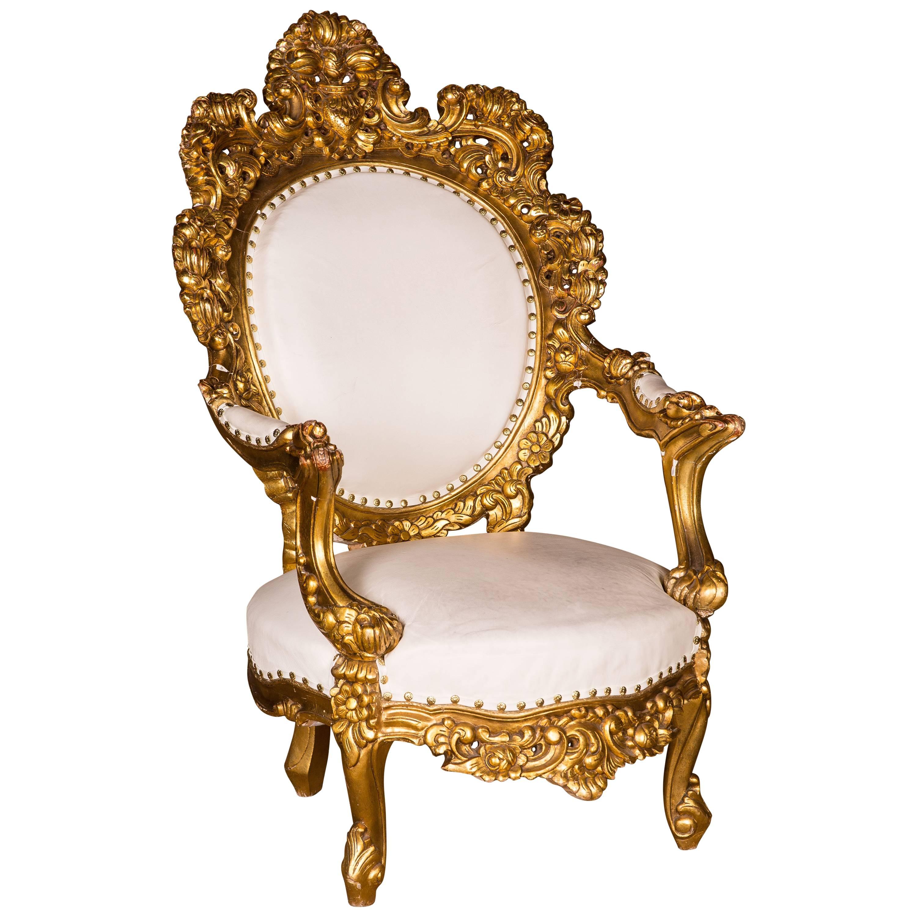 Majestic Carved Armchair in antique  Louis Quinze Style Beech