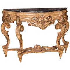 Stunning Carved Rococo Console with Marble Slab